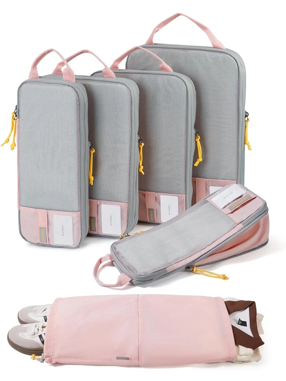 Lavender Packing Cube Set with Drawstring Laundry Bag - Travel Organizer
